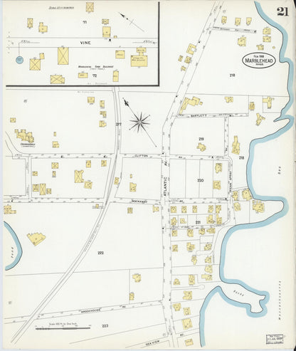 Sanborn Fire Insurance Map from Marblehead, Essex County, Massachusetts (1908), Sheet #0021 - Complete Map Set gallery image, historic Sanborn map, vintage wall art, Massachusetts Massachusetts