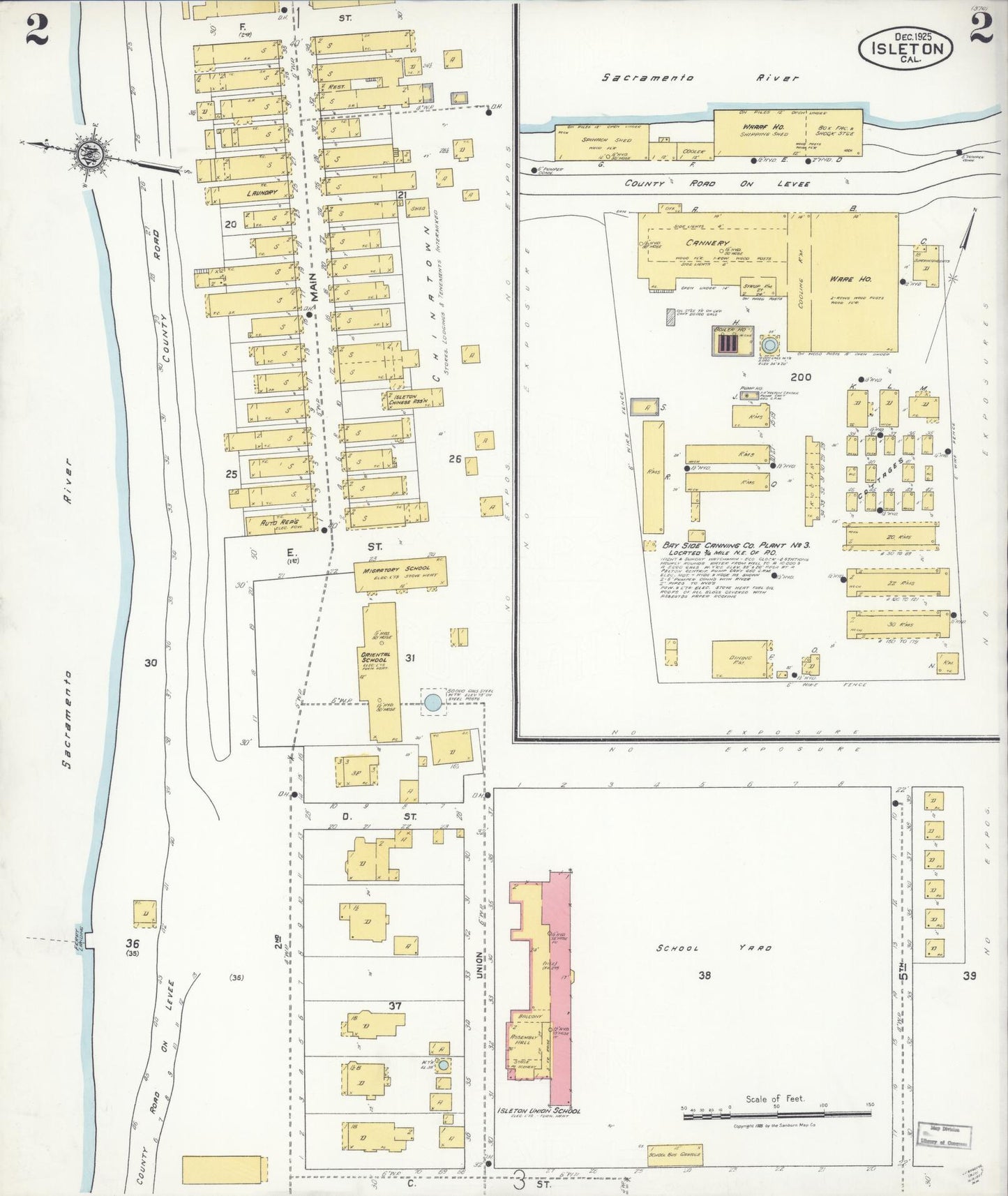Sanborn Fire Insurance Map from Isleton, Sacramento County, California (1925), Sheet #0002 - Historic Sanborn Fire Insurance Map Print, vintage old map wall art, antique decor, genealogy gift, California California map