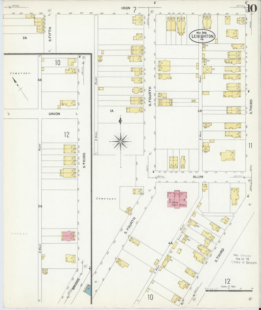 Sanborn Fire Insurance Map from Lehighton, Carbon County, Pennsylvania (1908), Sheet #0010 - Historic Sanborn Fire Insurance Map Print, vintage old map wall art, antique decor, genealogy gift, Pennsylvania Pennsylvania map