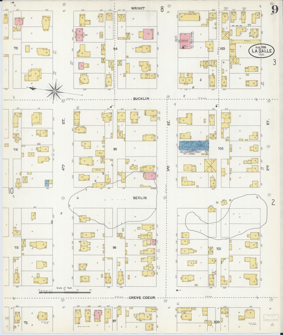 Sanborn Fire Insurance Map from La Salle, La Salle County, Illinois (1906), Sheet #0009 - Historic Sanborn Fire Insurance Map Print, vintage old map wall art, antique decor, genealogy gift, Illinois Illinois map