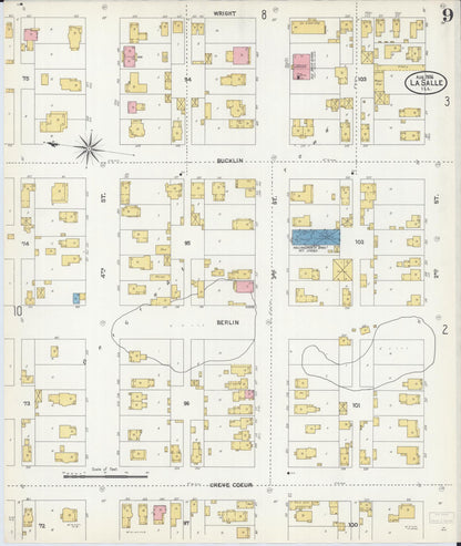 Sanborn Fire Insurance Map from La Salle, La Salle County, Illinois (1906), Sheet #0009 - Historic Sanborn Fire Insurance Map Print, vintage old map wall art, antique decor, genealogy gift, Illinois Illinois map