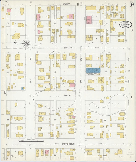 Sanborn Fire Insurance Map from La Salle, La Salle County, Illinois (1906), Sheet #0009 - Historic Sanborn Fire Insurance Map Print, vintage old map wall art, antique decor, genealogy gift, Illinois Illinois map