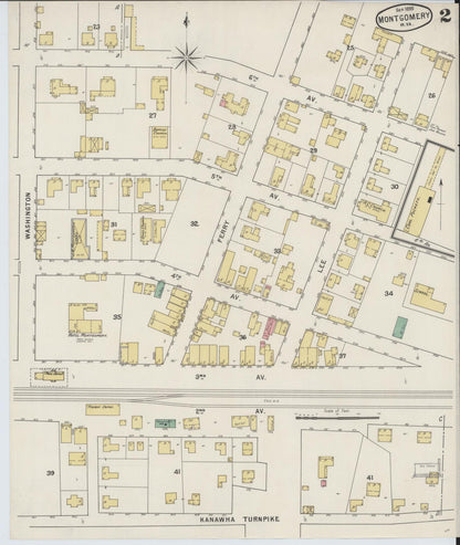 Sanborn Fire Insurance Map from Montgomery, Fayette County, West Virginia (1895), Sheet #0002 - Complete Map Set gallery image, historic Sanborn map, vintage wall art, West Virginia West Virginia