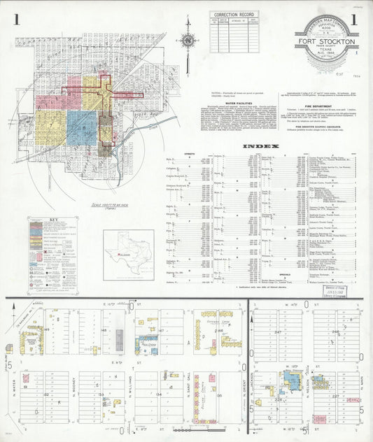 Sanborn Fire Insurance Map from Fort Stockton, Pecos County, Texas (1946), Sheet #0001 - Historic Sanborn Fire Insurance Map Print, vintage old map wall art, antique decor, genealogy gift, Texas Texas map