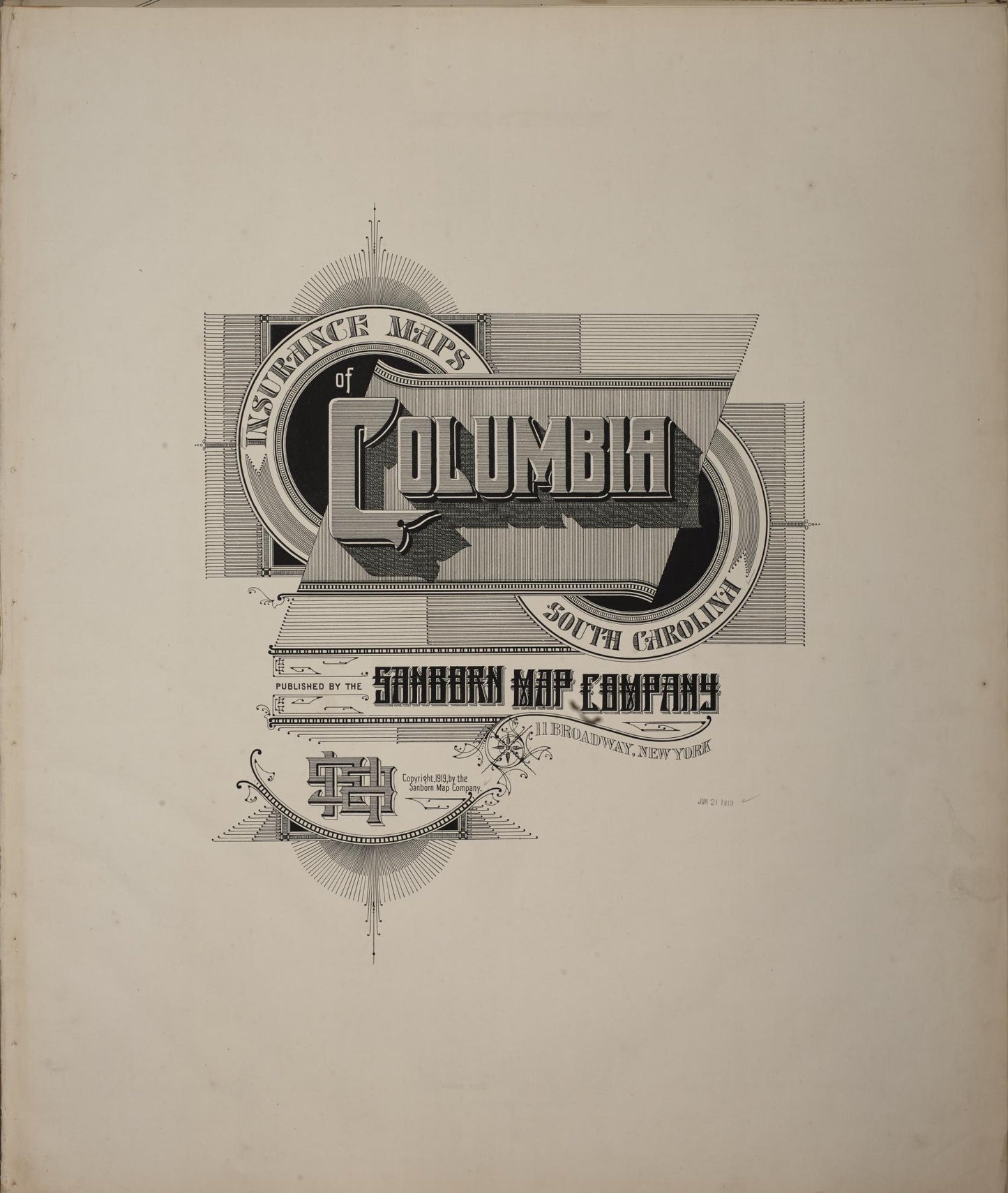 Sanborn Fire Insurance Map from Columbia, Richland County, South Carolina (1919), Sheet #0001 - Historic Sanborn Fire Insurance Map Print, vintage old map wall art, antique decor, genealogy gift, South Carolina South Carolina map