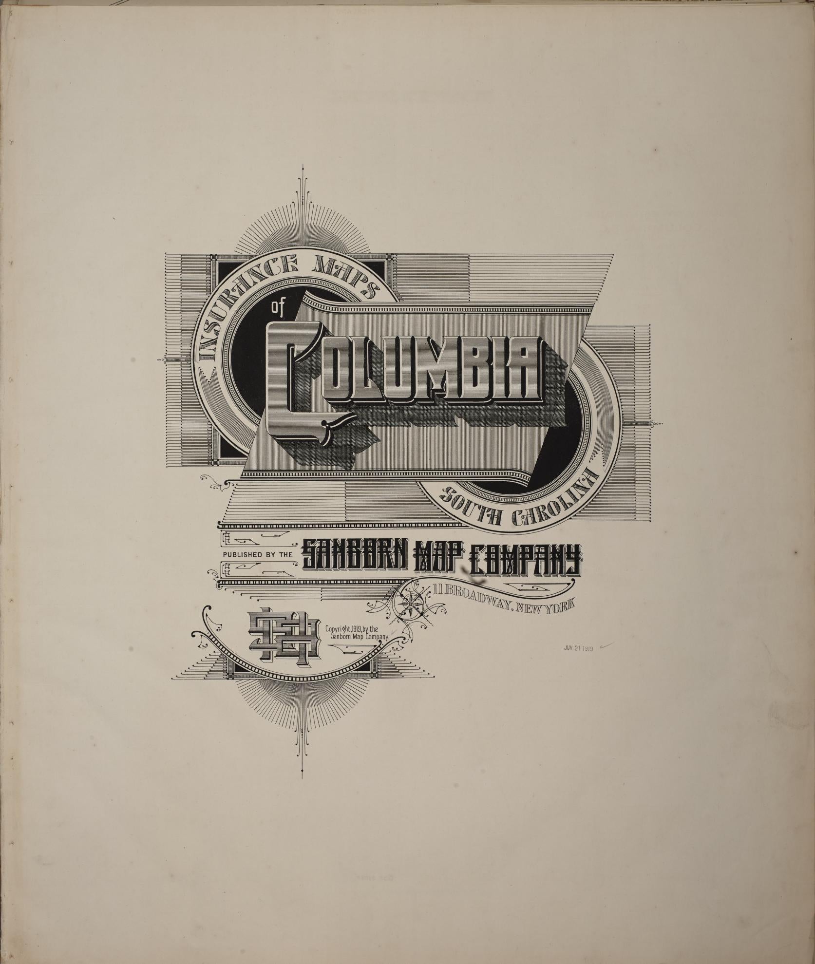 Sanborn Fire Insurance Map from Columbia, Richland County, South Carolina (1919), Sheet #0001 - Historic Sanborn Fire Insurance Map Print, vintage old map wall art, antique decor, genealogy gift, South Carolina South Carolina map