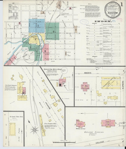 Sanborn Fire Insurance Map from Beaver Dam, Dodge County, Wisconsin (1897), Sheet #0001 - Historic Sanborn Fire Insurance Map Print, vintage old map wall art, antique decor, genealogy gift, Wisconsin Wisconsin map
