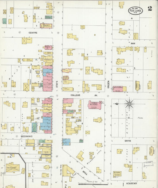 Sanborn Fire Insurance Map from Fox Lake, Dodge County, Wisconsin (1904), Sheet #0002 - Historic Sanborn Fire Insurance Map Print, vintage old map wall art, antique decor, genealogy gift, Wisconsin Wisconsin map