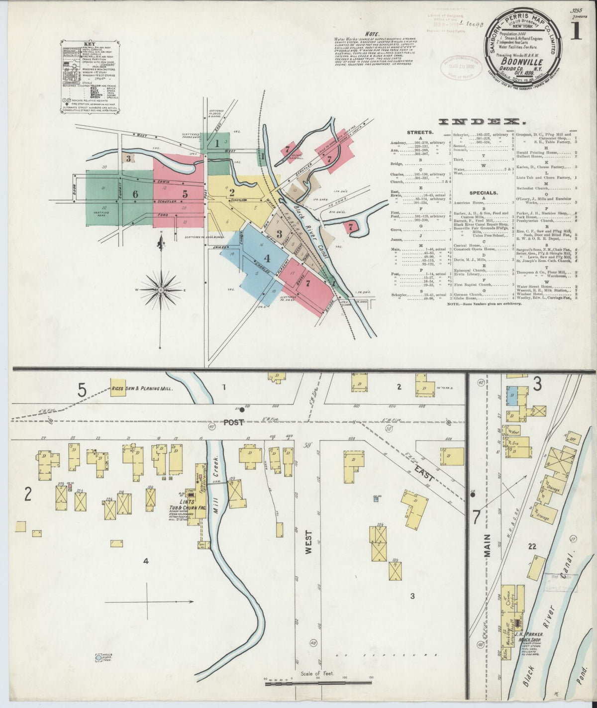 Sanborn Fire Insurance Map from Boonville, Oneida County, New York (1899), Sheet #0001 - Complete Map Set gallery image, historic Sanborn map, vintage wall art, New York New York