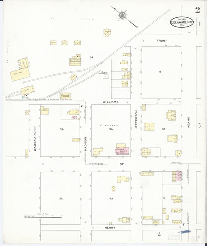 Sanborn Fire Insurance Map from Delaware City, New Castle County, Delaware (1910), Sheet #0002 - Complete Map Set gallery image, historic Sanborn map, vintage wall art, Delaware Delaware