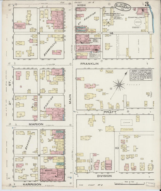 Sanborn Fire Insurance Map from Elkhart, Elkhart County, Indiana (1885), Sheet #0003 - Historic Sanborn Fire Insurance Map Print, vintage old map wall art, antique decor, genealogy gift, Indiana Indiana map