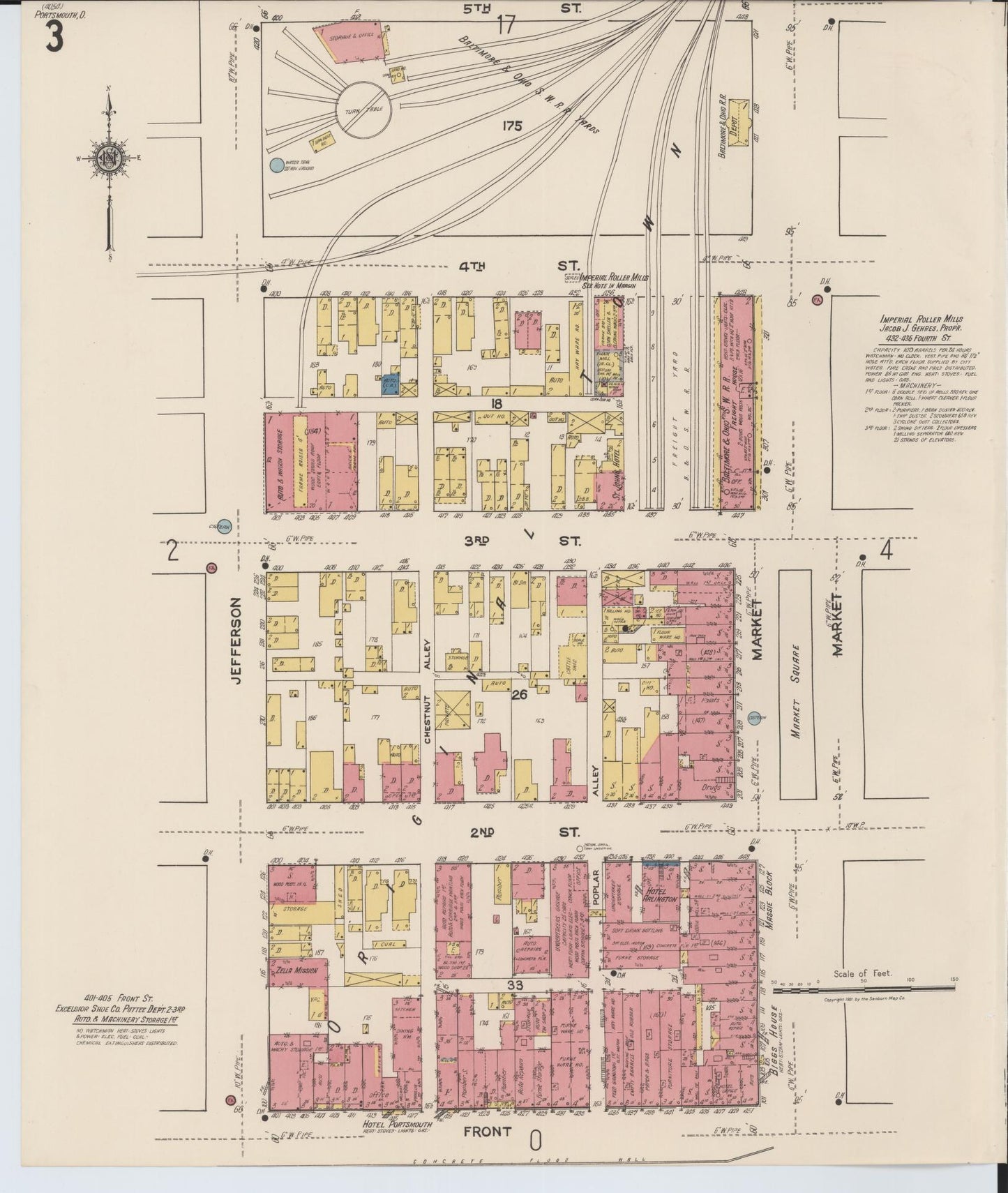 Sanborn Fire Insurance Map from Portsmouth, Scioto County, Ohio (1921), Sheet #0003 - Complete Map Set gallery image, historic Sanborn map, vintage wall art, Ohio Ohio