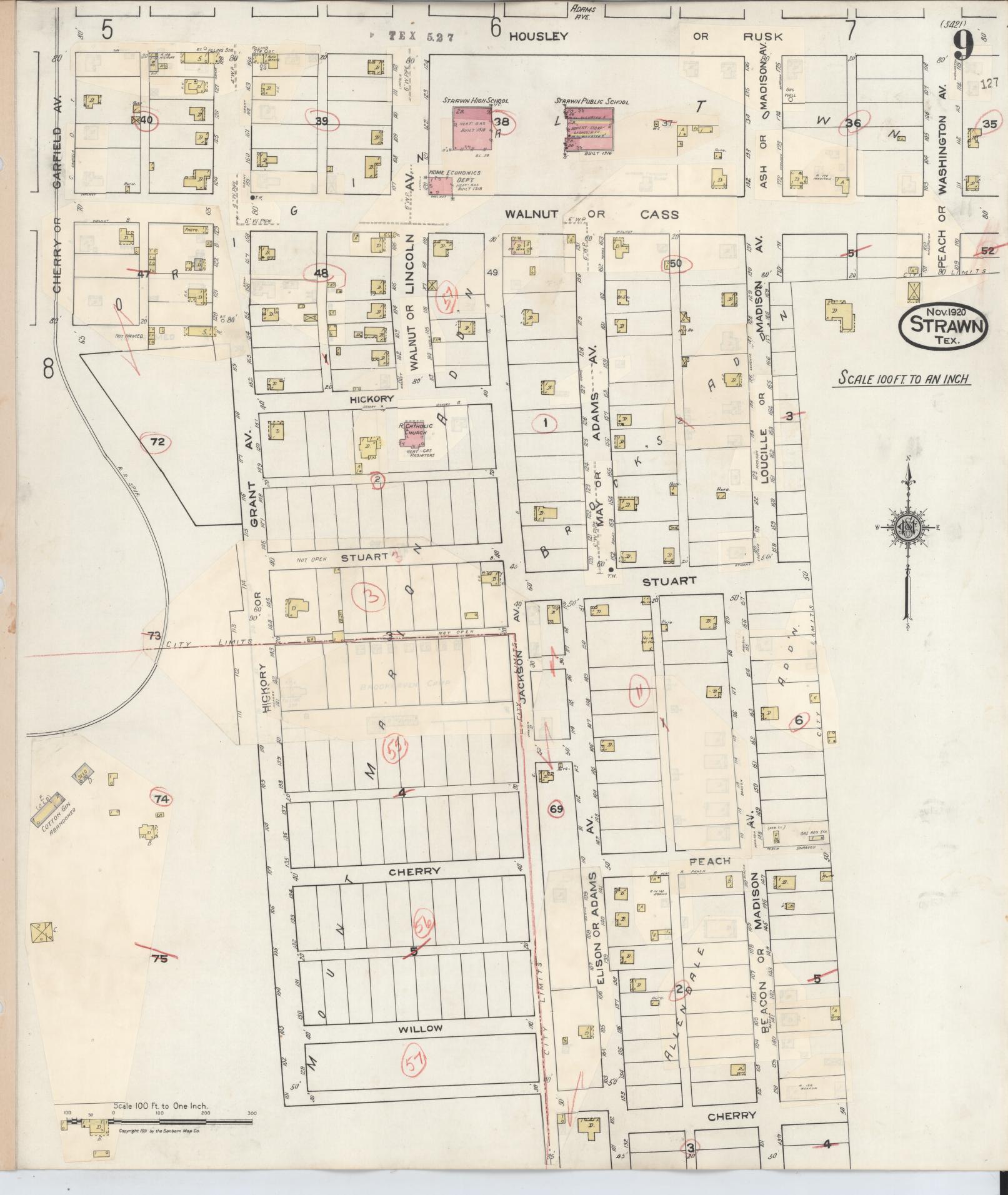 Sanborn Fire Insurance Map from Strawn, Palo Pinto County, Texas (1944), Sheet #0009 - Historic Sanborn Fire Insurance Map Print, vintage old map wall art, antique decor, genealogy gift, Texas Texas map