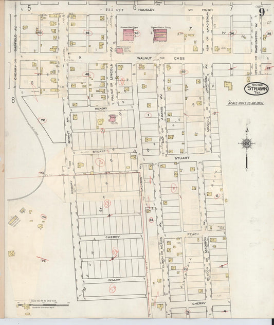 Sanborn Fire Insurance Map from Strawn, Palo Pinto County, Texas (1944), Sheet #0009 - Historic Sanborn Fire Insurance Map Print, vintage old map wall art, antique decor, genealogy gift, Texas Texas map