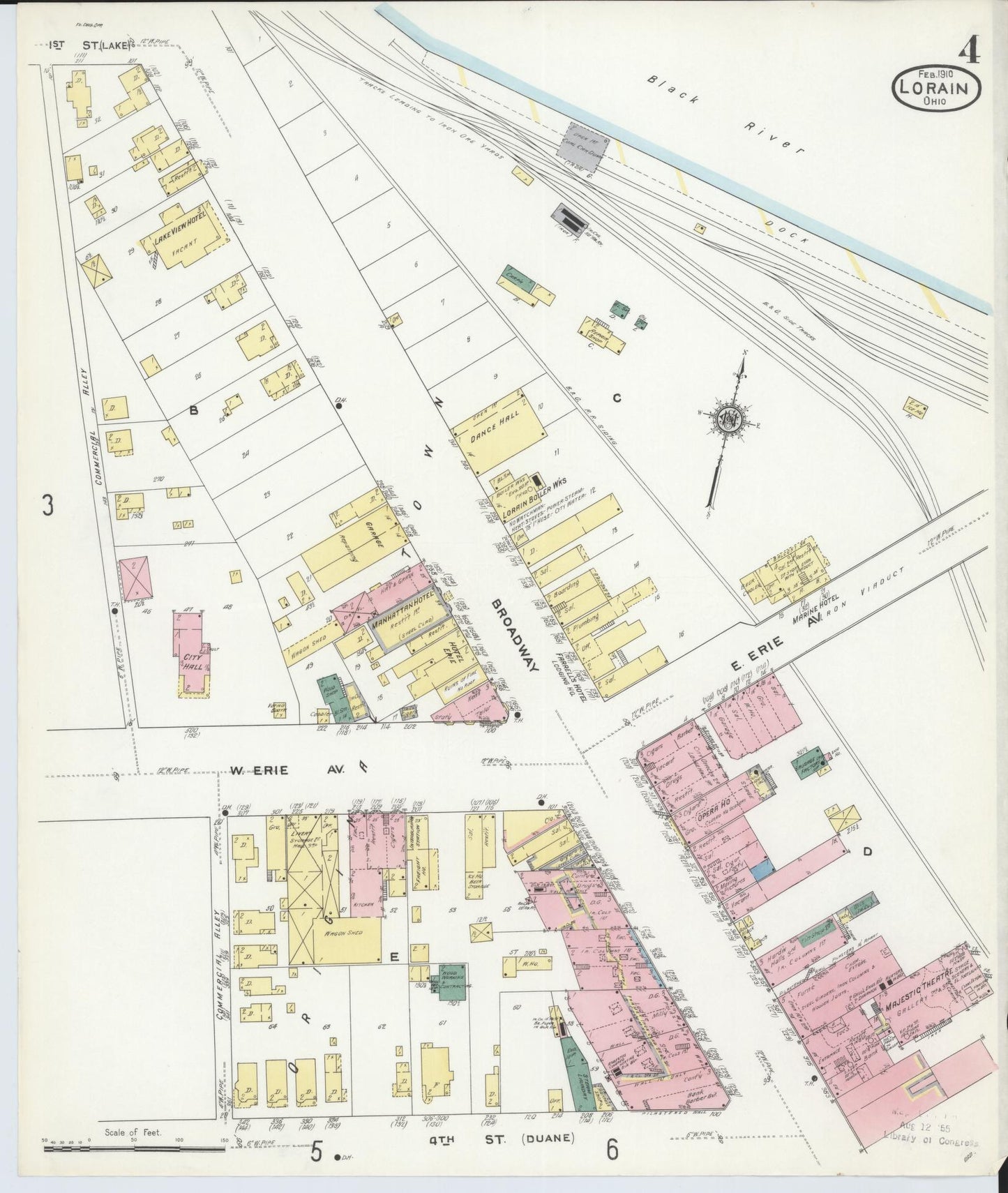 Sanborn Fire Insurance Map from Lorain, Lorain County, Ohio (1910), Sheet #0004 - Historic Sanborn Fire Insurance Map Print, vintage old map wall art, antique decor, genealogy gift, Ohio Ohio map