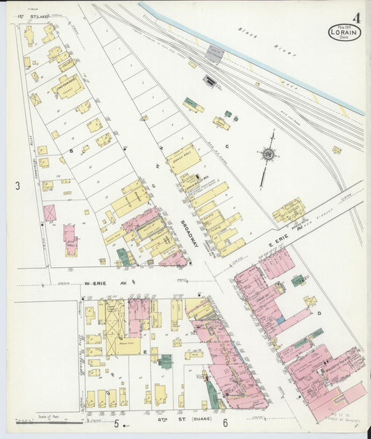 Sanborn Fire Insurance Map from Lorain, Lorain County, Ohio (1910), Sheet #0004 - Historic Sanborn Fire Insurance Map Print, vintage old map wall art, antique decor, genealogy gift, Ohio Ohio map