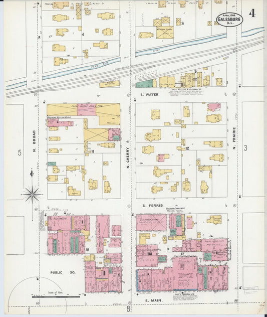 Sanborn Fire Insurance Map from Galesburg, Knox County, Illinois (1906), Sheet #0004 - Historic Sanborn Fire Insurance Map Print, vintage old map wall art, antique decor, genealogy gift, Illinois Illinois map