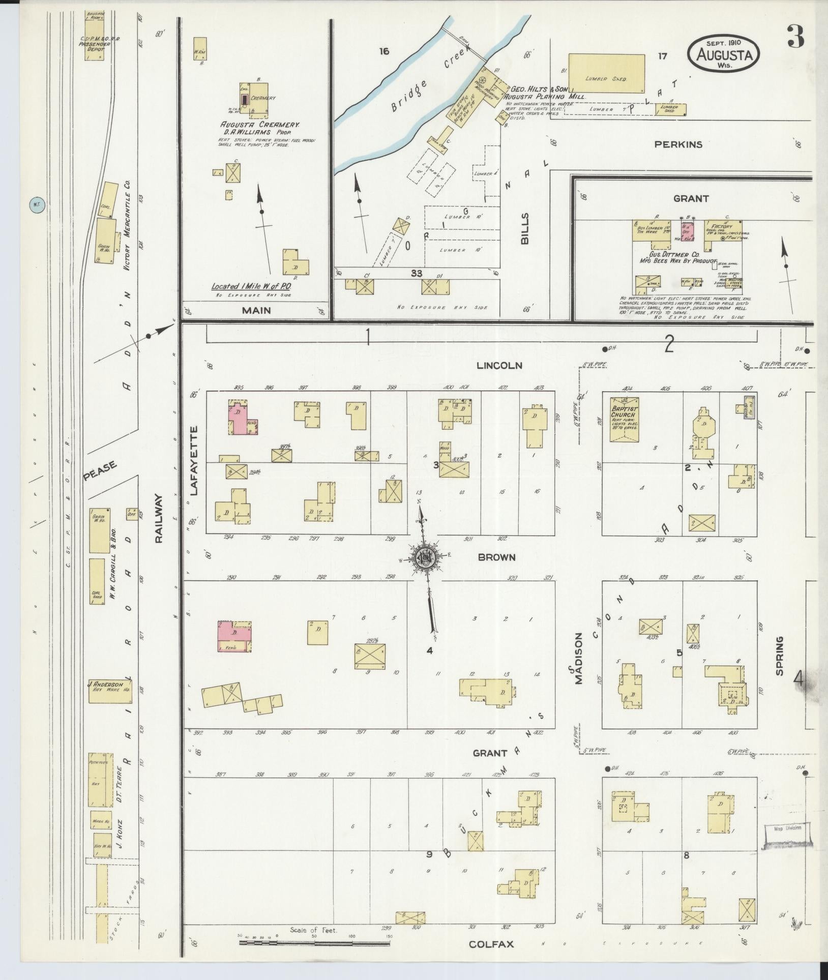 Sanborn Fire Insurance Map from Augusta, Eau Claire County, Wisconsin (1910), Sheet #0003 - Complete Map Set gallery image, historic Sanborn map, vintage wall art, Wisconsin Wisconsin