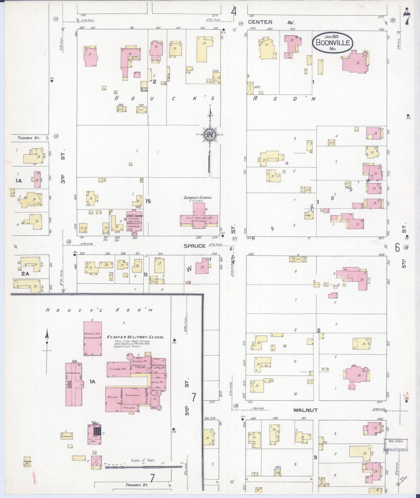 Sanborn Fire Insurance Map from Boonville, Cooper County, Missouri (1910), Sheet #0007 - Historic Sanborn Fire Insurance Map Print, vintage old map wall art, antique decor, genealogy gift, Missouri Missouri map