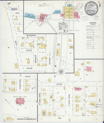 Sanborn Fire Insurance Map from Huntsville, Randolph County, Missouri (1899), Sheet #0001 - Complete Map Set gallery image, historic Sanborn map, vintage wall art, Missouri Missouri