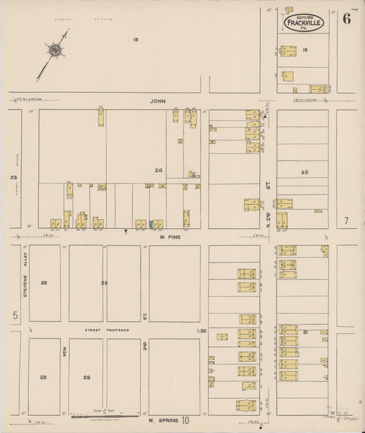Sanborn Fire Insurance Map from Frackville, Schuylkill County, Pennsylvania (1921), Sheet #0006 - Historic Sanborn Fire Insurance Map Print, vintage old map wall art, antique decor, genealogy gift, Pennsylvania Pennsylvania map