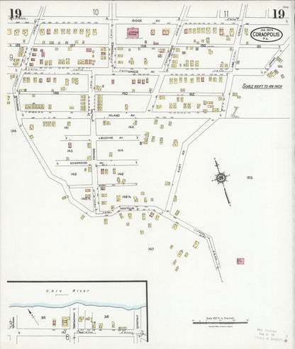Sanborn Fire Insurance Map from Coraopolis, Allegheny County, Pennsylvania (1924), Sheet #0019 - Complete Map Set gallery image, historic Sanborn map, vintage wall art, Pennsylvania Pennsylvania