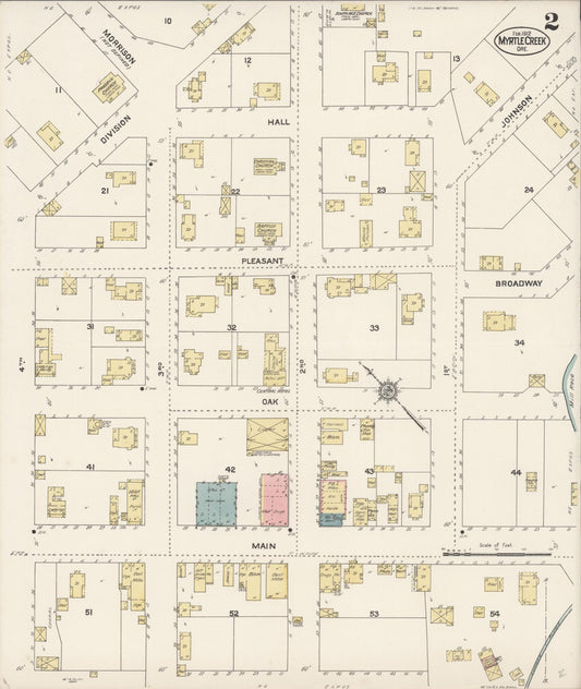 Sanborn Fire Insurance Map from Myrtle Creek, Douglas County, Oregon (1912), Sheet #0002 - Historic Sanborn Fire Insurance Map Print, vintage old map wall art, antique decor, genealogy gift, Oregon Oregon map