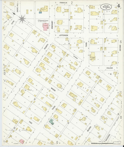 Sanborn Fire Insurance Map from Bicknell, Knox County, Indiana (1907), Sheet #0004 - Historic Sanborn Fire Insurance Map Print, vintage old map wall art, antique decor, genealogy gift, Indiana Indiana map