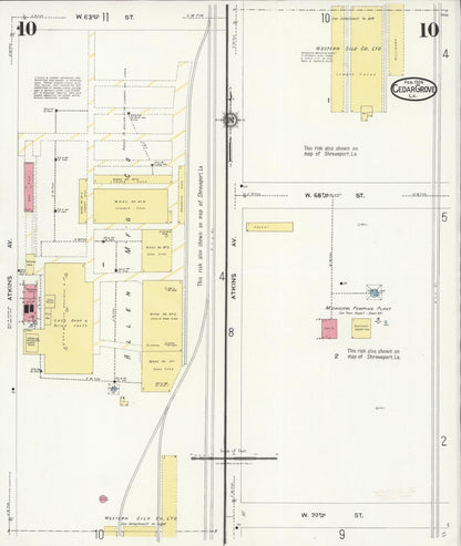 Sanborn Fire Insurance Map from Cedar Grove, Caddo Parish, Louisiana (1924), Sheet #0010 - Complete Map Set gallery image, historic Sanborn map, vintage wall art, Louisiana Louisiana