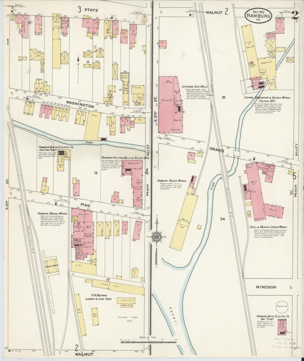 Sanborn Fire Insurance Map from Hamburg, Berks County, Pennsylvania (1910), Sheet #0002 - Complete Map Set gallery image, historic Sanborn map, vintage wall art, Pennsylvania Pennsylvania