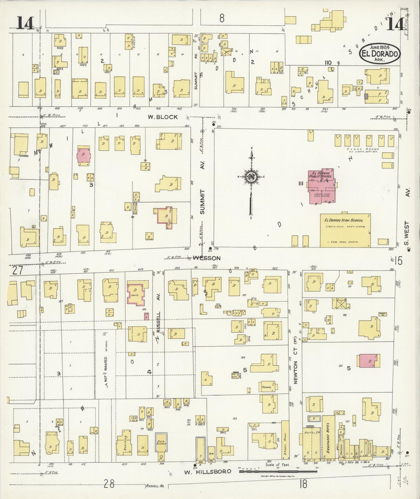 Sanborn Fire Insurance Map from El Dorado, Union County, Arkansas (1924), Sheet #0014 - Complete Map Set gallery image, historic Sanborn map, vintage wall art, Arkansas Arkansas