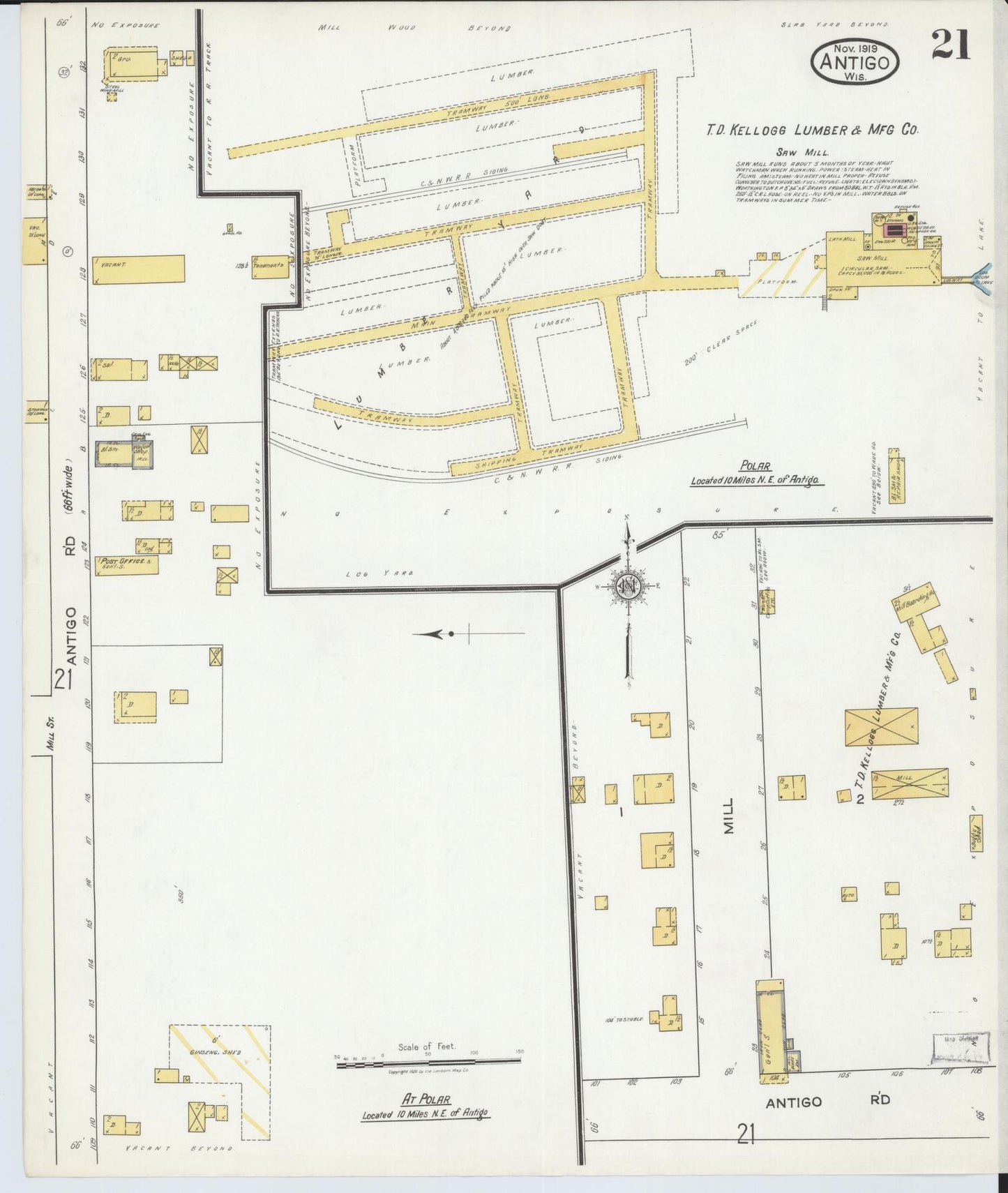 Sanborn Fire Insurance Map from Antigo, Langlade County, Wisconsin (1919), Sheet #0021 - Complete Map Set gallery image, historic Sanborn map, vintage wall art, Wisconsin Wisconsin