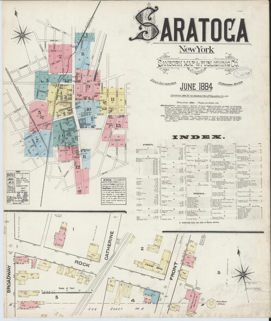 Sanborn Fire Insurance Map from Saratoga, Saratoga County, New York (1884), Sheet #0001 - Complete Map Set gallery image, historic Sanborn map, vintage wall art, New York New York