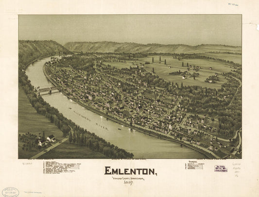 Emlenton, Venango County, Pennsylvania 1897. (1897) – Historic Bird’s-Eye View Panorama Print