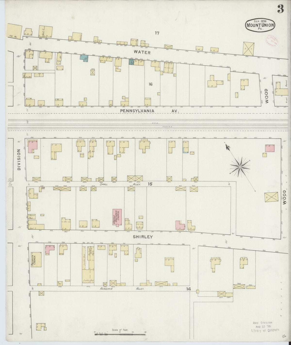 Sanborn Fire Insurance Map from Mount Union, Huntingdon County, Pennsylvania (1894), Sheet #0003 - Complete Map Set gallery image, historic Sanborn map, vintage wall art, Pennsylvania Pennsylvania