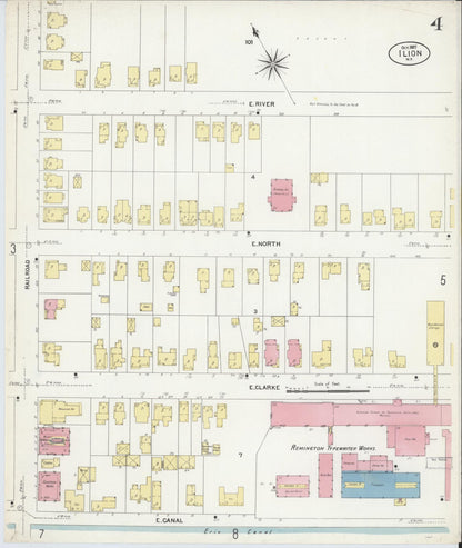 Sanborn Fire Insurance Map from Ilion, Herkimer County, New York (1907), Sheet #0004 - Complete Map Set gallery image, historic Sanborn map, vintage wall art, New York New York