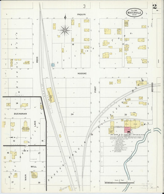 Sanborn Fire Insurance Map from Waterville, Le Sueur County, Minnesota (1909), Sheet #0002 - Historic Sanborn Fire Insurance Map Print, vintage old map wall art, antique decor, genealogy gift, Minnesota Minnesota map