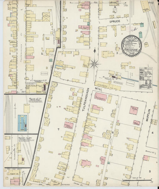 Sanborn Fire Insurance Map from Pine Grove, Schuylkill County, Pennsylvania (1891), Sheet #0001 - Historic Sanborn Fire Insurance Map Print, vintage old map wall art, antique decor, genealogy gift, Pennsylvania Pennsylvania map