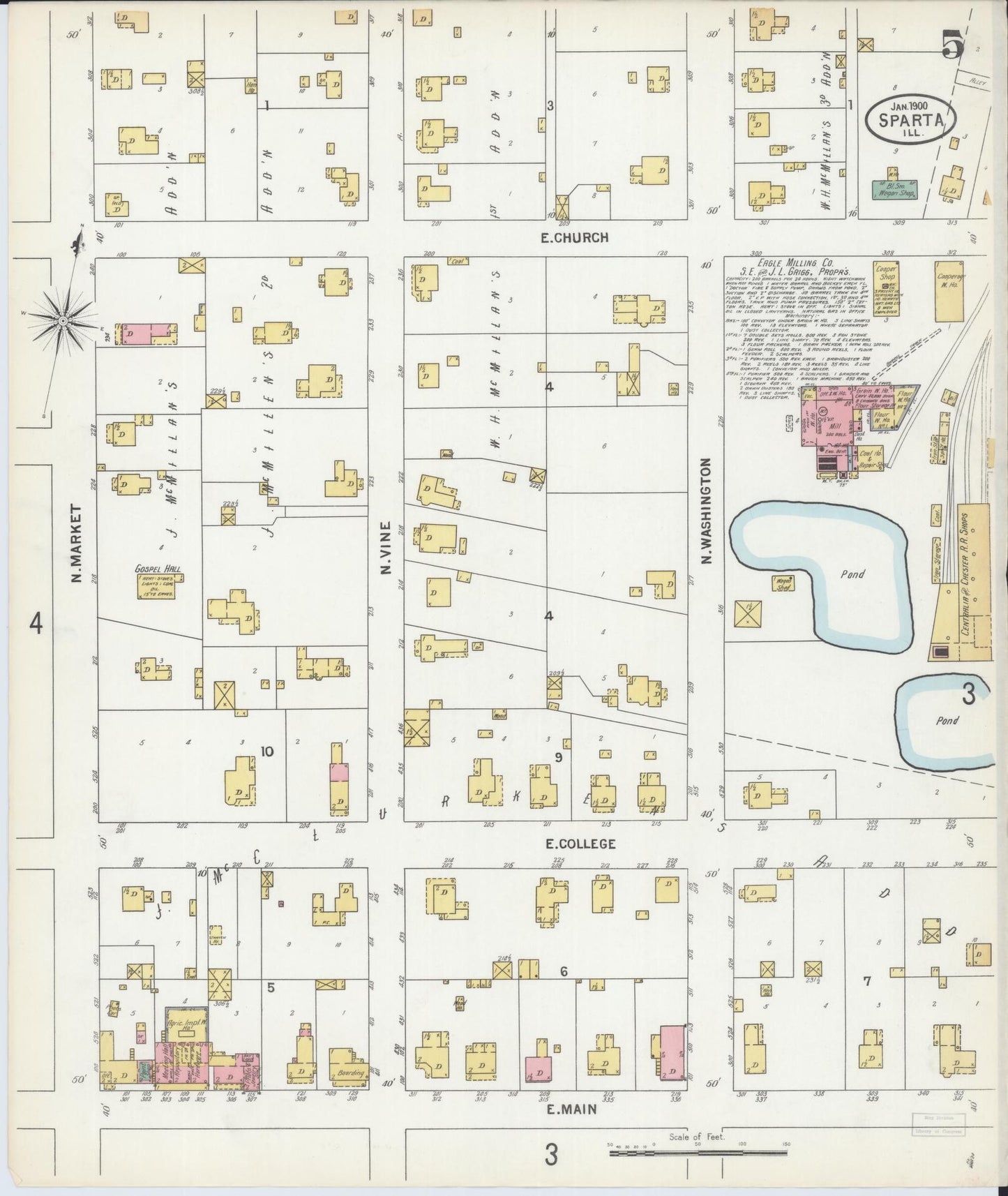 Sanborn Fire Insurance Map from Sparta, Randolph County, Illinois (1900), Sheet #0005 - Complete Map Set gallery image, historic Sanborn map, vintage wall art, Illinois Illinois