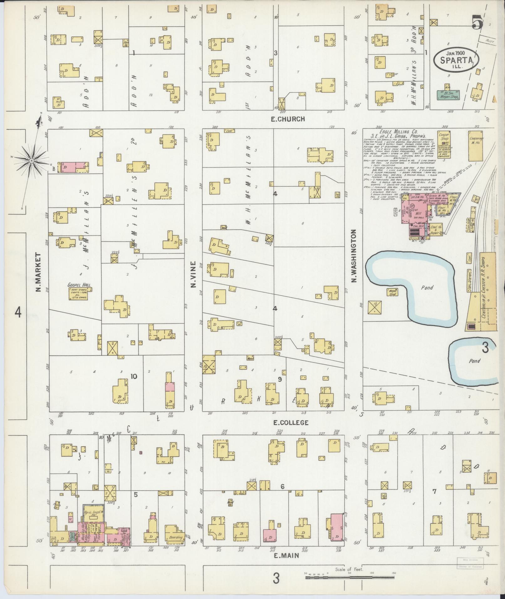 Sanborn Fire Insurance Map from Sparta, Randolph County, Illinois (1900), Sheet #0005 - Complete Map Set gallery image, historic Sanborn map, vintage wall art, Illinois Illinois