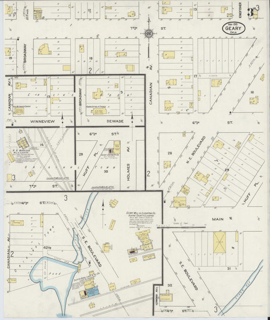 Sanborn Fire Insurance Map from Geary, Blaine County, Oklahoma (1915), Sheet #0003 - Historic Sanborn Fire Insurance Map Print, vintage old map wall art, antique decor, genealogy gift, Oklahoma Oklahoma map