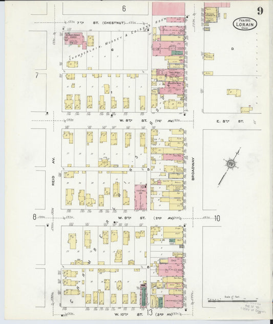 Sanborn Fire Insurance Map from Lorain, Lorain County, Ohio (1910), Sheet #0009 - Historic Sanborn Fire Insurance Map Print, vintage old map wall art, antique decor, genealogy gift, Ohio Ohio map