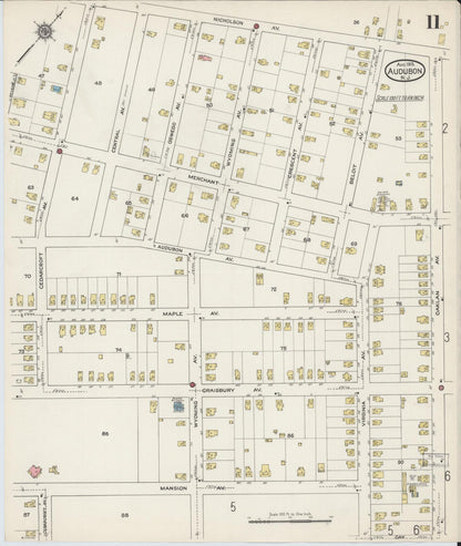 Sanborn Fire Insurance Map from Audubon, Camden County, New Jersey (1915), Sheet #0011 - Complete Map Set gallery image, historic Sanborn map, vintage wall art, New Jersey New Jersey