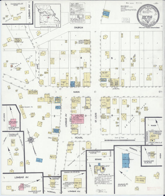 Sanborn Fire Insurance Map from Iberia, Miller County, Missouri (1921), Sheet #0001 - Historic Sanborn Fire Insurance Map Print, vintage old map wall art, antique decor, genealogy gift, Missouri Missouri map
