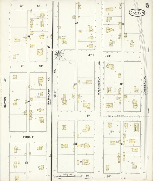 Sanborn Fire Insurance Map from Dayton, Columbia County, Washington (1891), Sheet #0005 - Historic Sanborn Fire Insurance Map Print, vintage old map wall art, antique decor, genealogy gift, Washington Washington map
