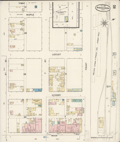 Sanborn Fire Insurance Map from Anaconda, Deer Lodge County, Montana (1888), Sheet #0002 - Complete Map Set gallery image, historic Sanborn map, vintage wall art, Montana Montana