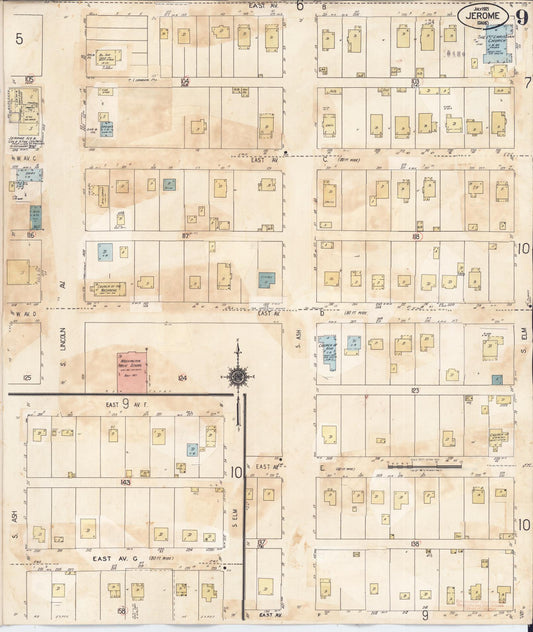 Sanborn Fire Insurance Map from Jerome, Jerome County, Idaho (1949), Sheet #0009 - Historic Sanborn Fire Insurance Map Print, vintage old map wall art, antique decor, genealogy gift, Idaho Idaho map