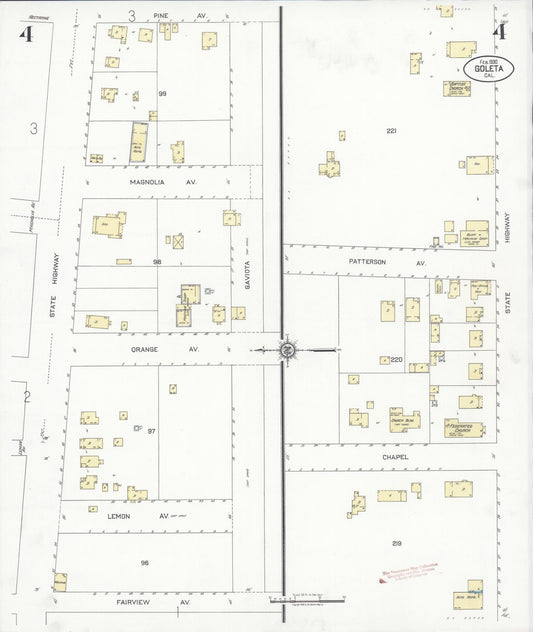 Sanborn Fire Insurance Map from Goleta, Santa Barbara County, California (1930), Sheet #0004 - Historic Sanborn Fire Insurance Map Print, vintage old map wall art, antique decor, genealogy gift, California California map