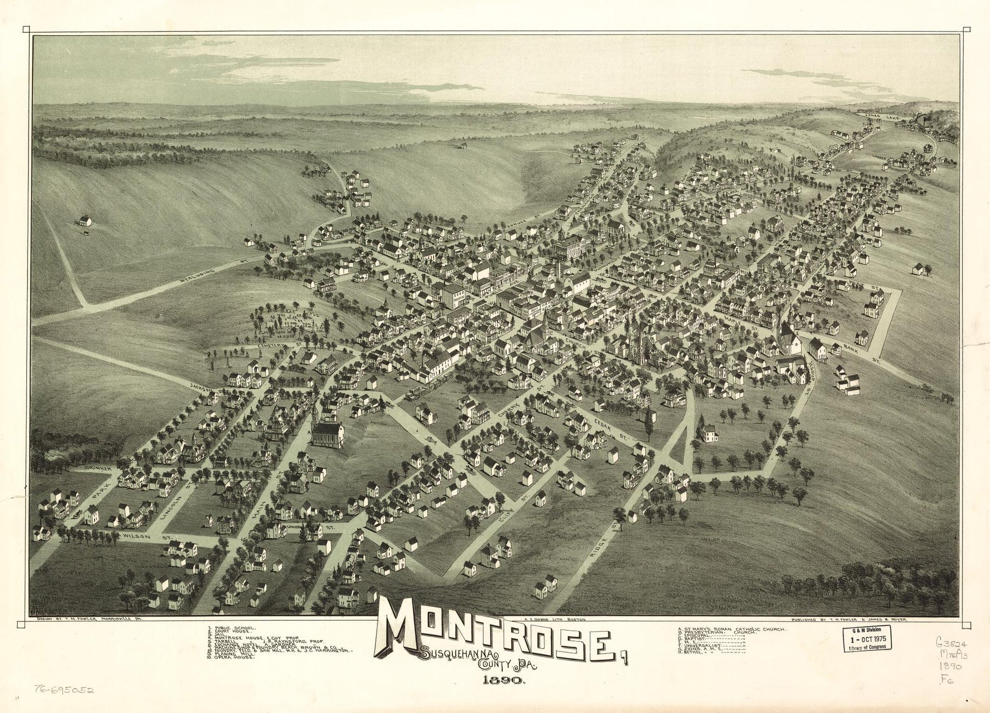 Montrose, Susquehanna County, Pa. (1890) – Historic Bird’s-Eye View Panorama Print