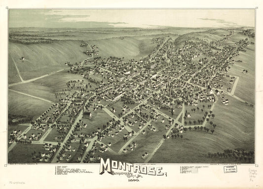Montrose, Susquehanna County, Pa. (1890) – Historic Bird’s-Eye View Panorama Print